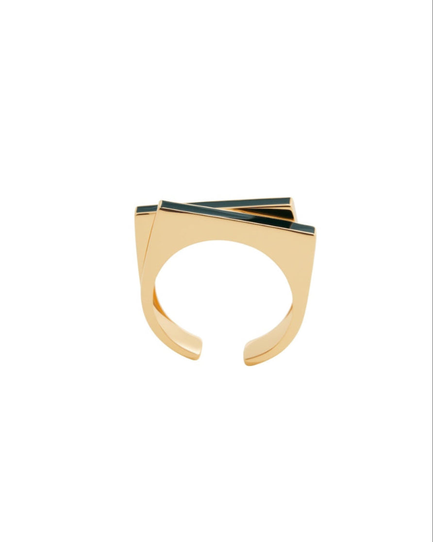 Simple gold double-layer irregular ring