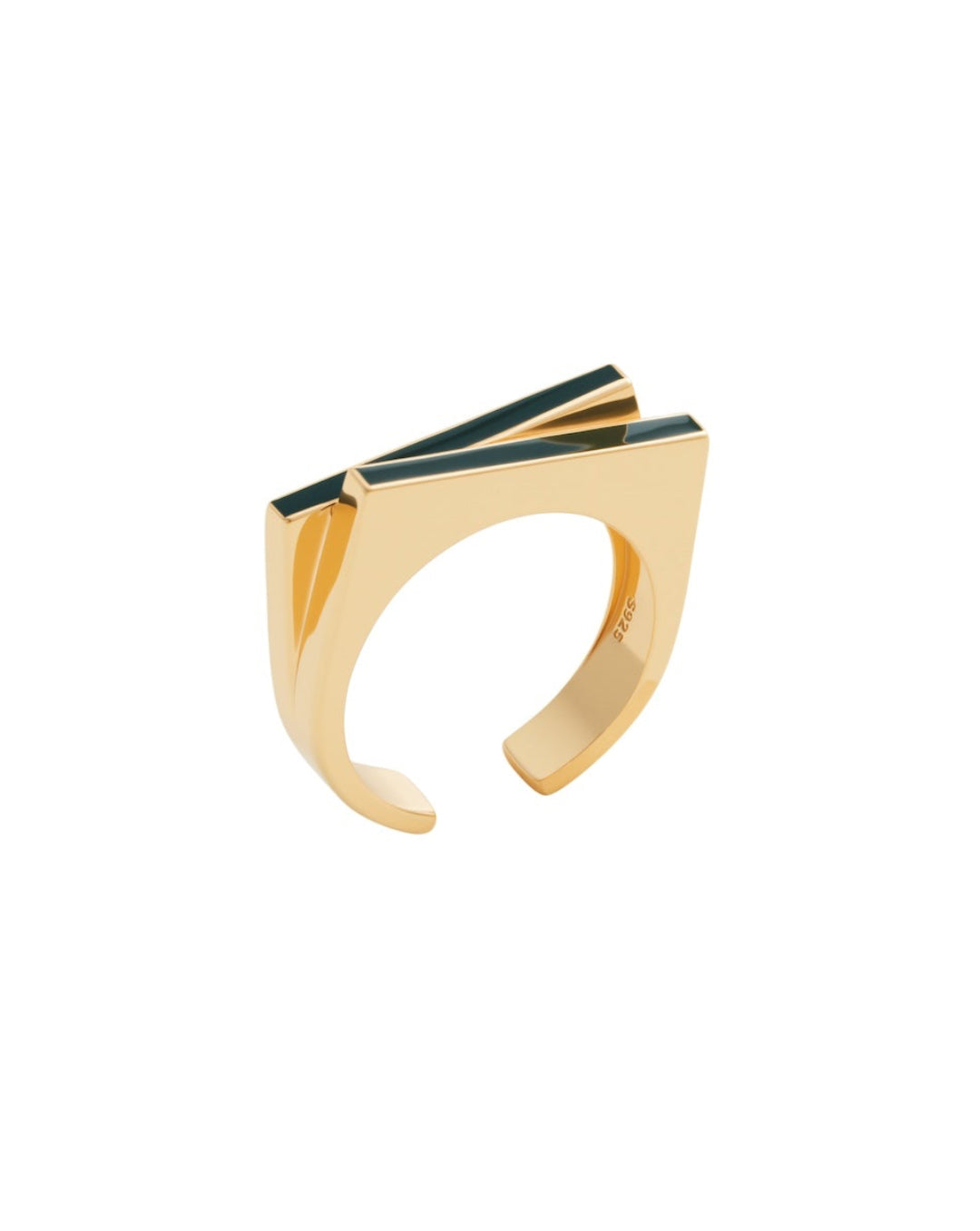 Simple gold double-layer irregular ring