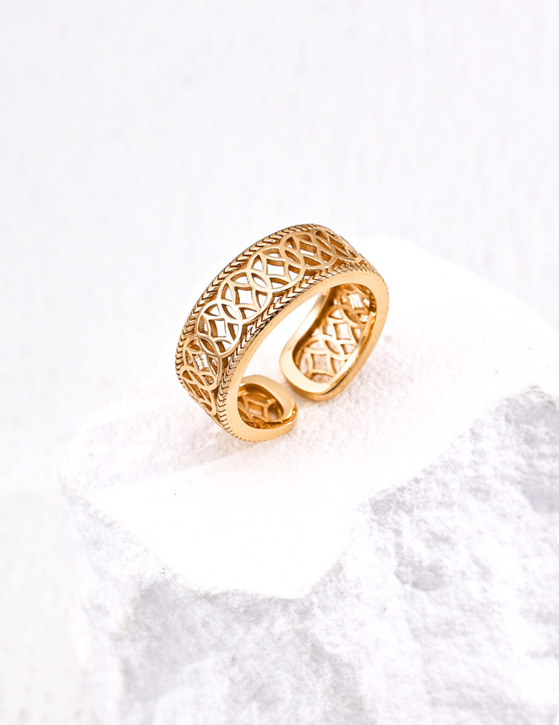 Chinese design sense fortune coin ring