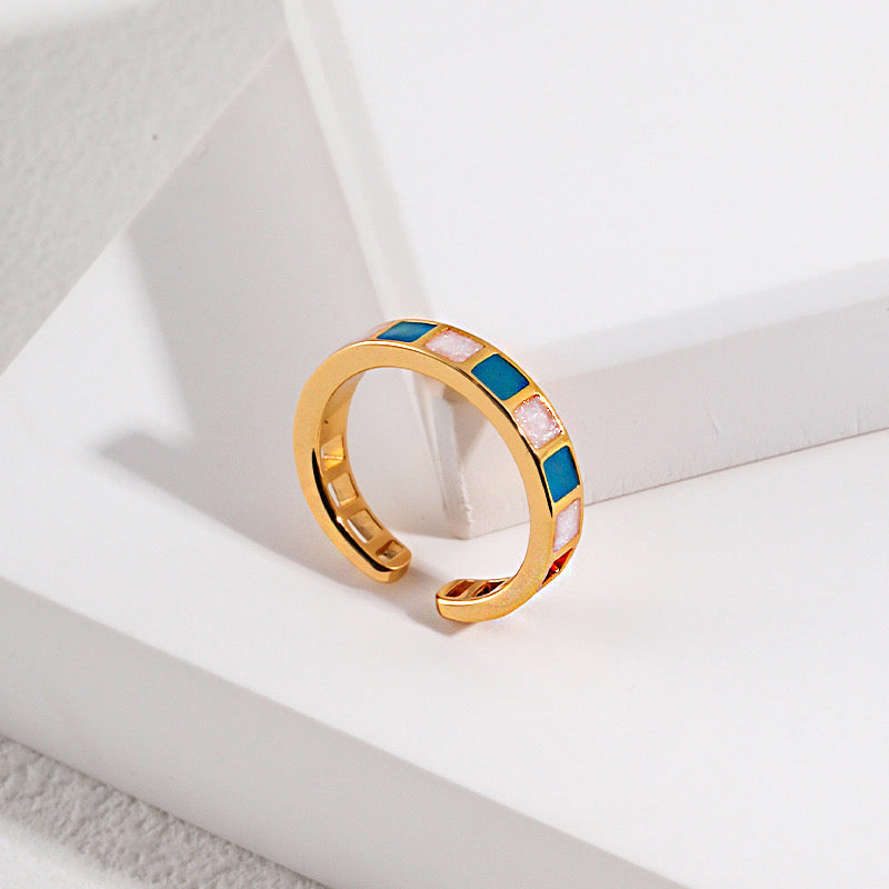 Morandi square drop glaze ring